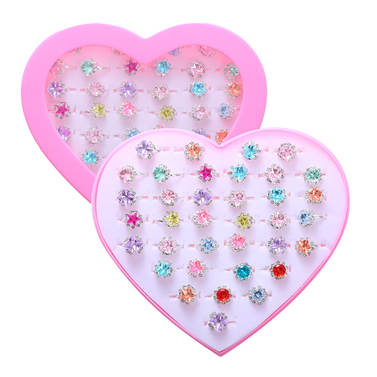 SANNIDHI 36pcs Rings for Girls Stylish Gem Rhinestone Jewel Rings Set, Colorful Princess Kids Play Rings for Pretend Play and Dress Up, Birthday Christmas Gift for Girls 4-12 Years Old, with Gift Box SANNIDHI 36pcs Rings for Girls Stylish Gem Rhinestone Jewel Rings Set, Colorful Princess Kids Play Rings for Pretend Play and Dress Up, Birthday Christmas Gift for Girls 4-12 Years Old, with Gift Box